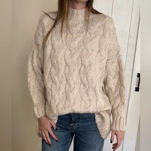 Mango Chunky Cable knit White Oversized Sweater